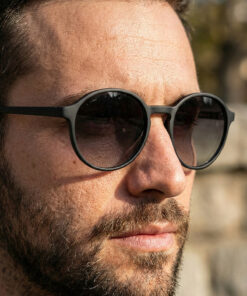 sun factory UV400 Korumalı Polarize Filtreli Mat Siyah Unisex Yuvarlak Çerçeve Güneş Gözlüğü 1369 C0101M