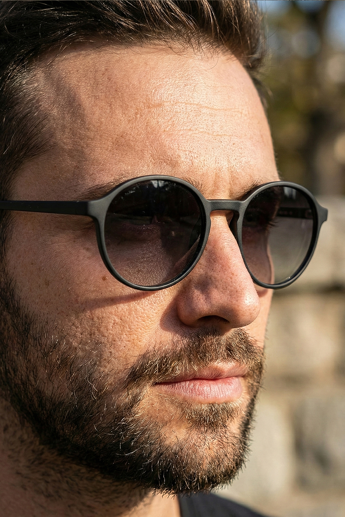 sun factory UV400 Korumalı Polarize Filtreli Mat Siyah Unisex Yuvarlak Çerçeve Güneş Gözlüğü 1369 C0101M