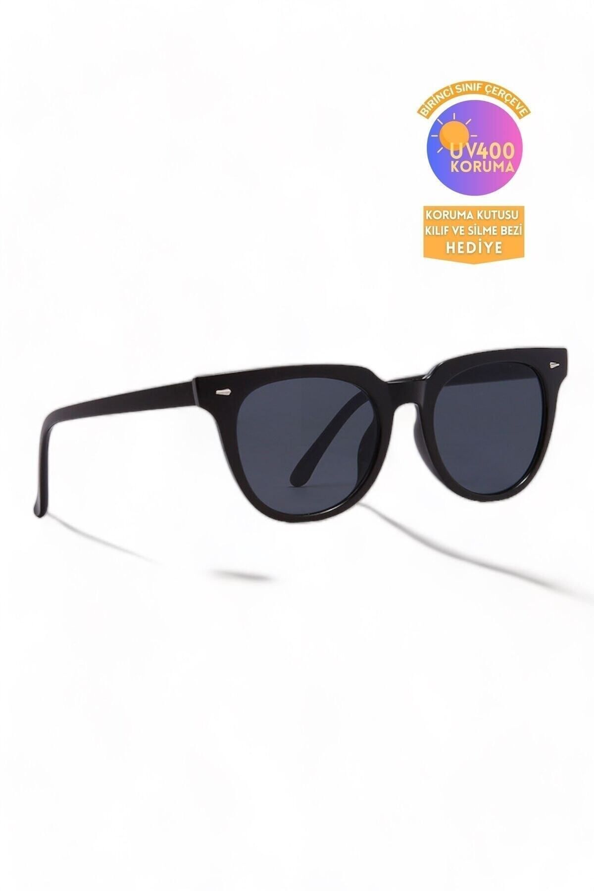 REN accesories Jones Siyah Güneş Gözlüğü Hafif Dikdörtgen Klasik Metal /ren Eyewear