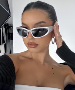 MACERATİ Milenyum Y2k Unisex Gri Kare Çerçeve Uv400 Güneş Gözlüğü