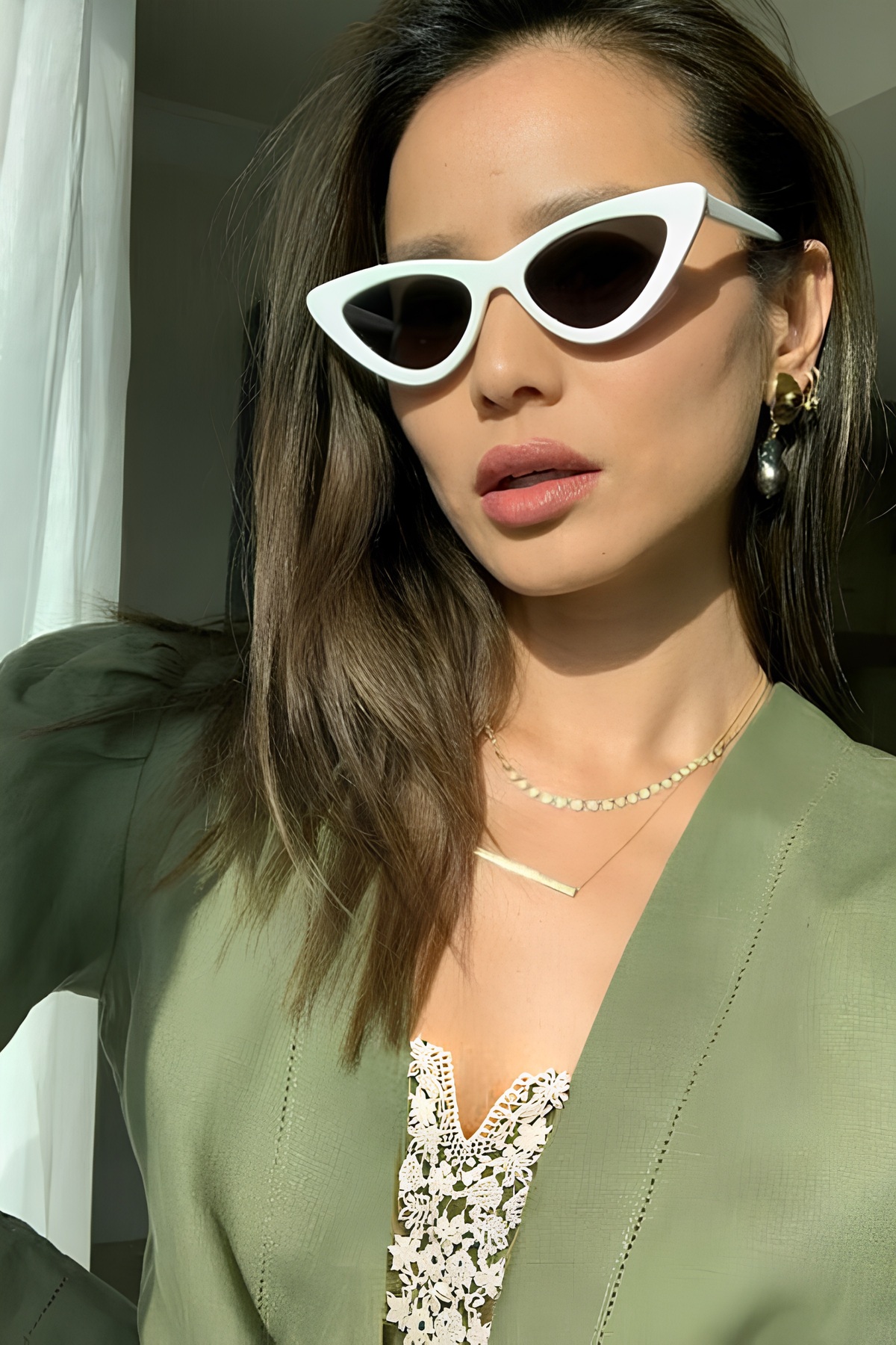 MACERATİ Cat Eye Unisex Beyaz Güneş Gözlüğü