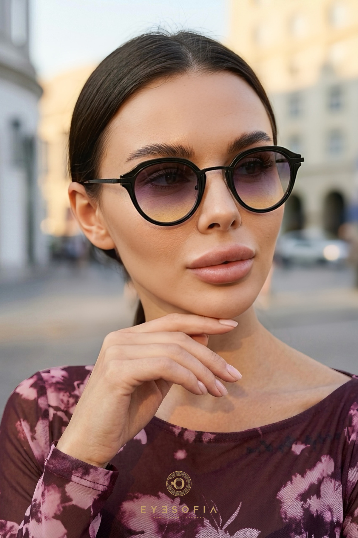 Eyesofia Bumble Unisex Night Breeze Metal Siyah Füme Uv400 Filtreli Ultra Hafif Degrade Güneş Gözlüğü