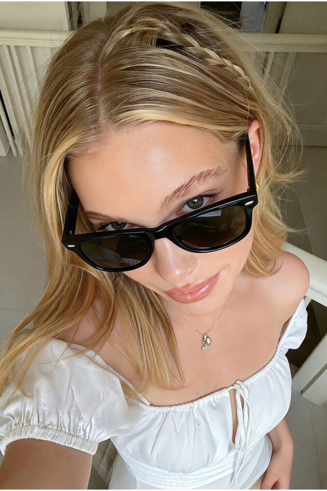Eyesofia Unisex Çapraz Kesim Wayfarer Parlak Klasik Güneş Gözlüğü - Görsel 2