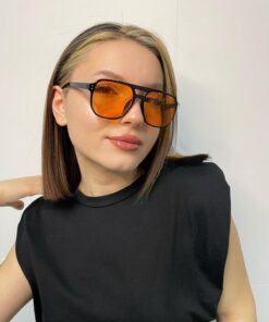 KAMPANİX Yeni Sezon Unısex Trend Model Turuncu Güneş Gözlüğü - Görsel 3