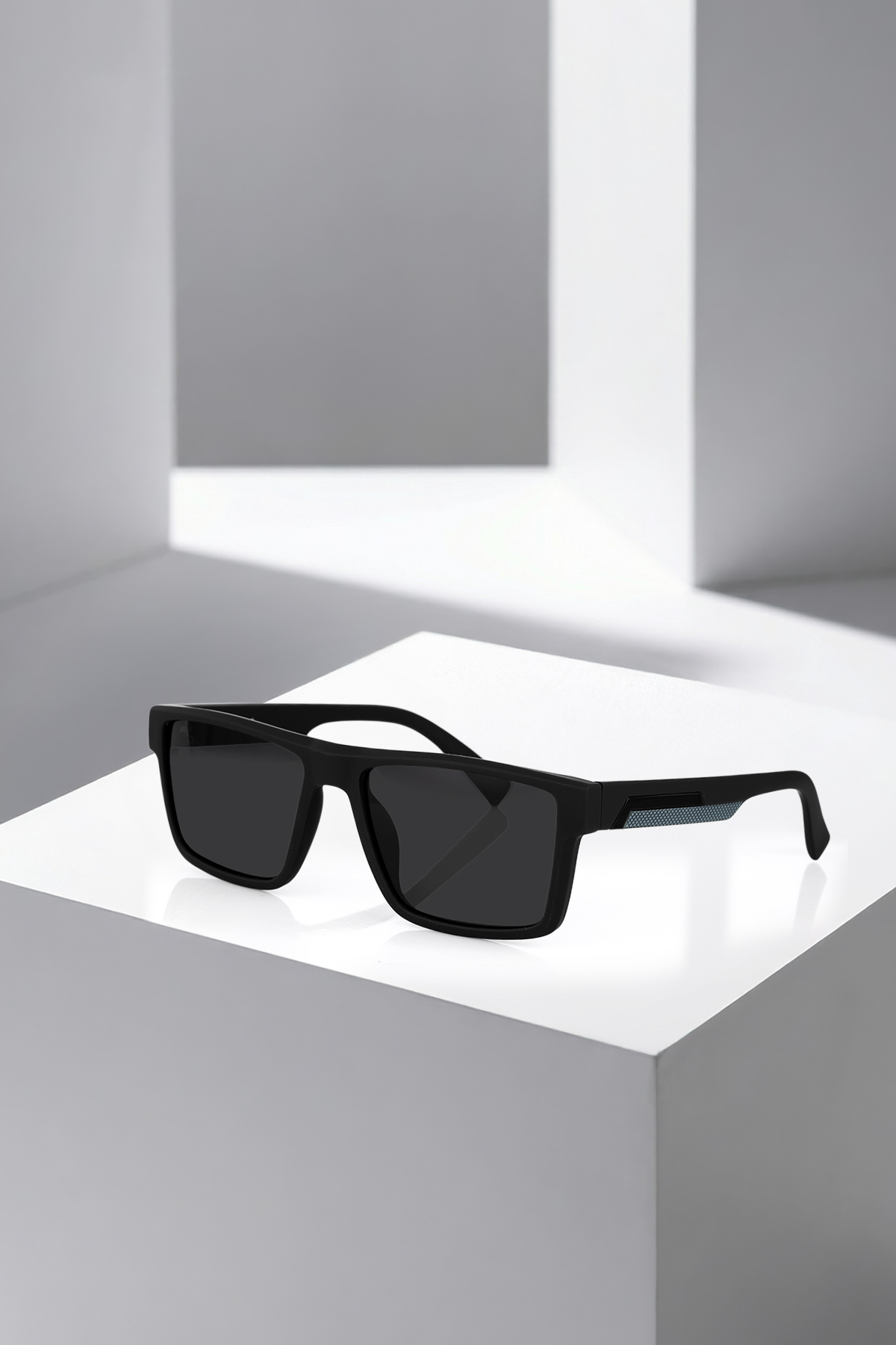 polo air Polarize Dikdörtgen Çerçeve Erkek Güneş Gözlüğü Mat Siyah Gri Renk PLG-2117C1