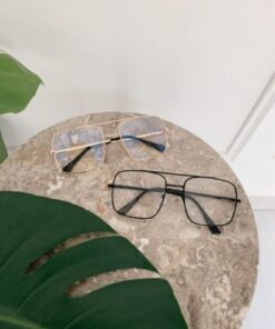 Alternative view of BLUE MOON GLASSES Reynmen Model Şeffaf Cam Gold Çerçeveli Uv400 Korumalı Pilot Güneş Gözlüğü