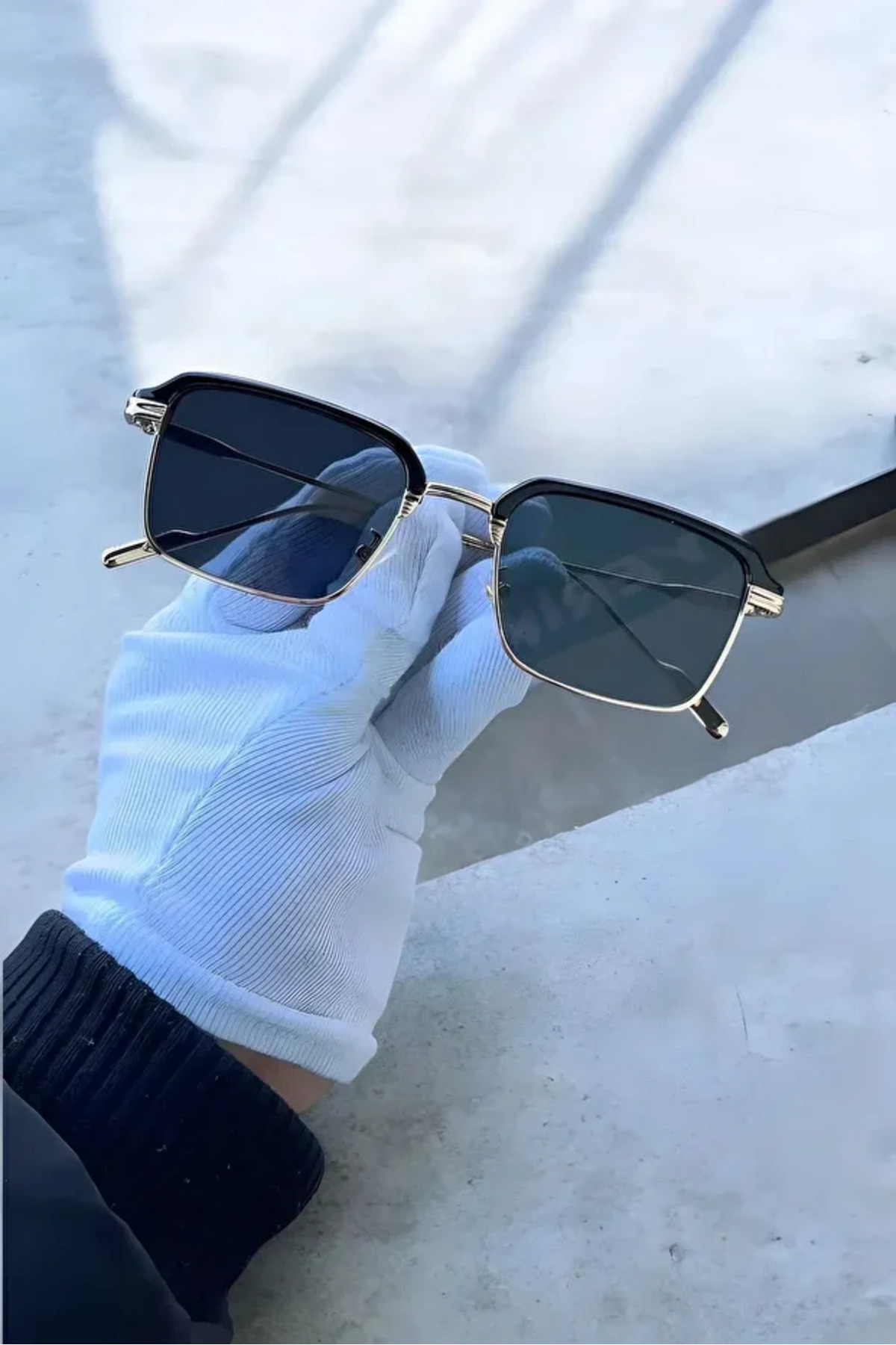 Chunky Frame Cond Lüx Unisex Siyah Gold Lüx Güneş Gözlüğü
