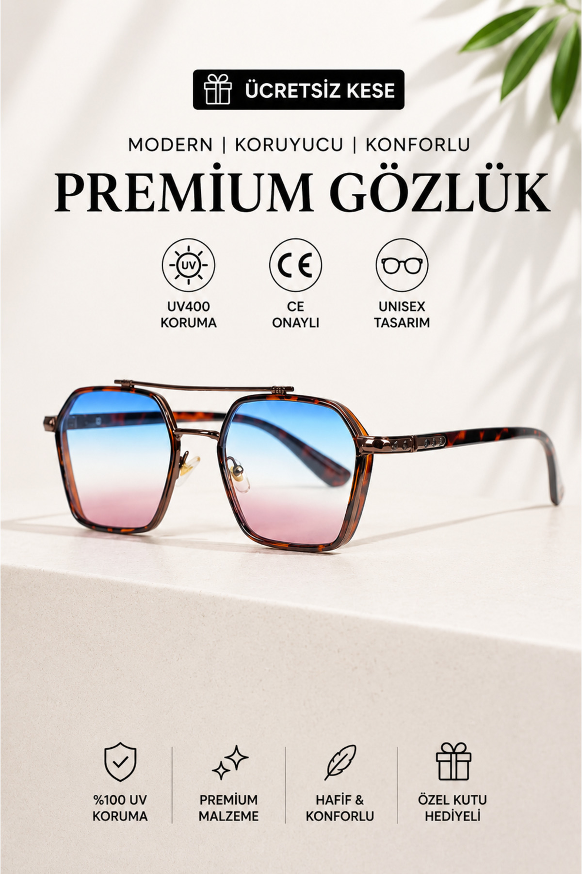WATCHOFROYAL ROYAL EYEWEAR RE0039 DEGRADE MAVİ GÜNEŞ GÖZLÜĞÜ