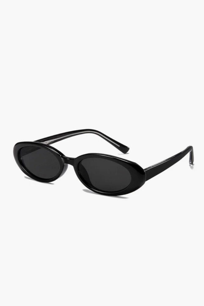 Chunky Frame Siyah Cat Eye Vintage Model Oval Güneş Gözlüğü - Görsel 2