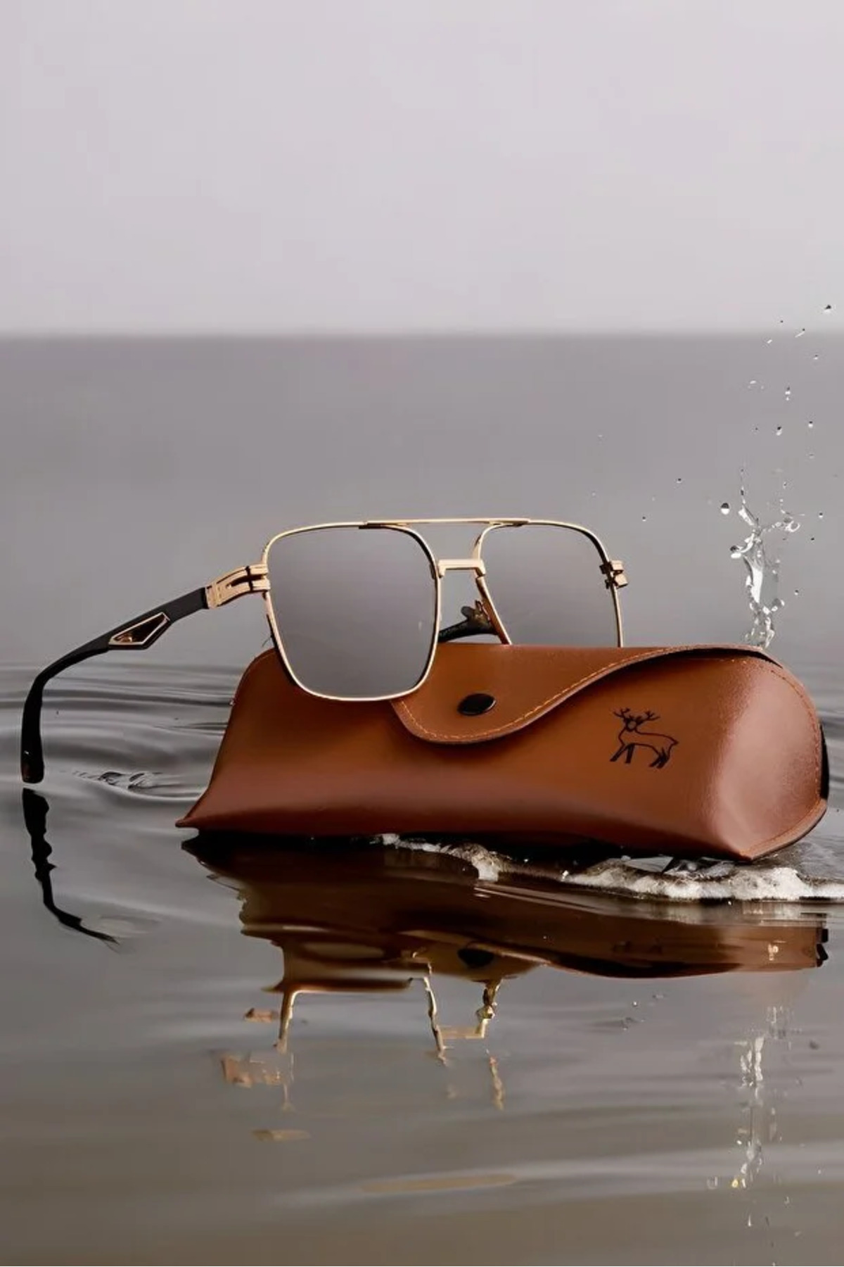 Chunky Frame Polarize Yüksek Kalite Titanyum Unisex Kahverengi Ultra Hafif Güneş Gözlüğü