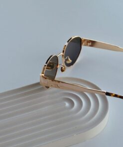 LOOKUP NEW Unisex Kadın Erkek Uv400 Korumalı Oval Yeşil Gold Leopar NyIon Cam Metal Güneş Gözlüğü - Görsel 3