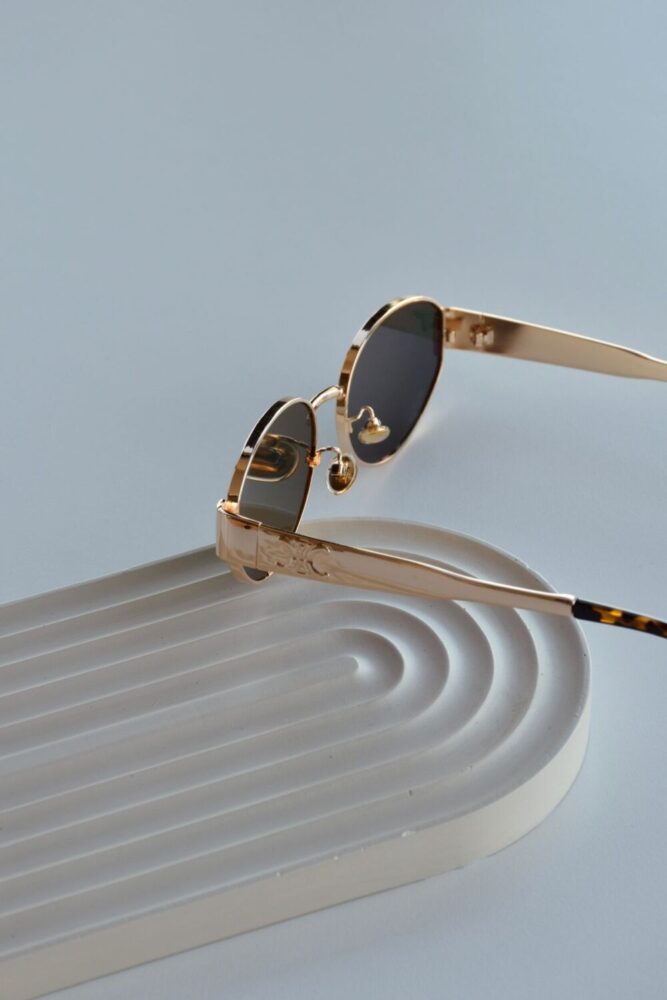 LOOKUP NEW Unisex Kadın Erkek Uv400 Korumalı Oval Yeşil Gold Leopar NyIon Cam Metal Güneş Gözlüğü - Görsel 3