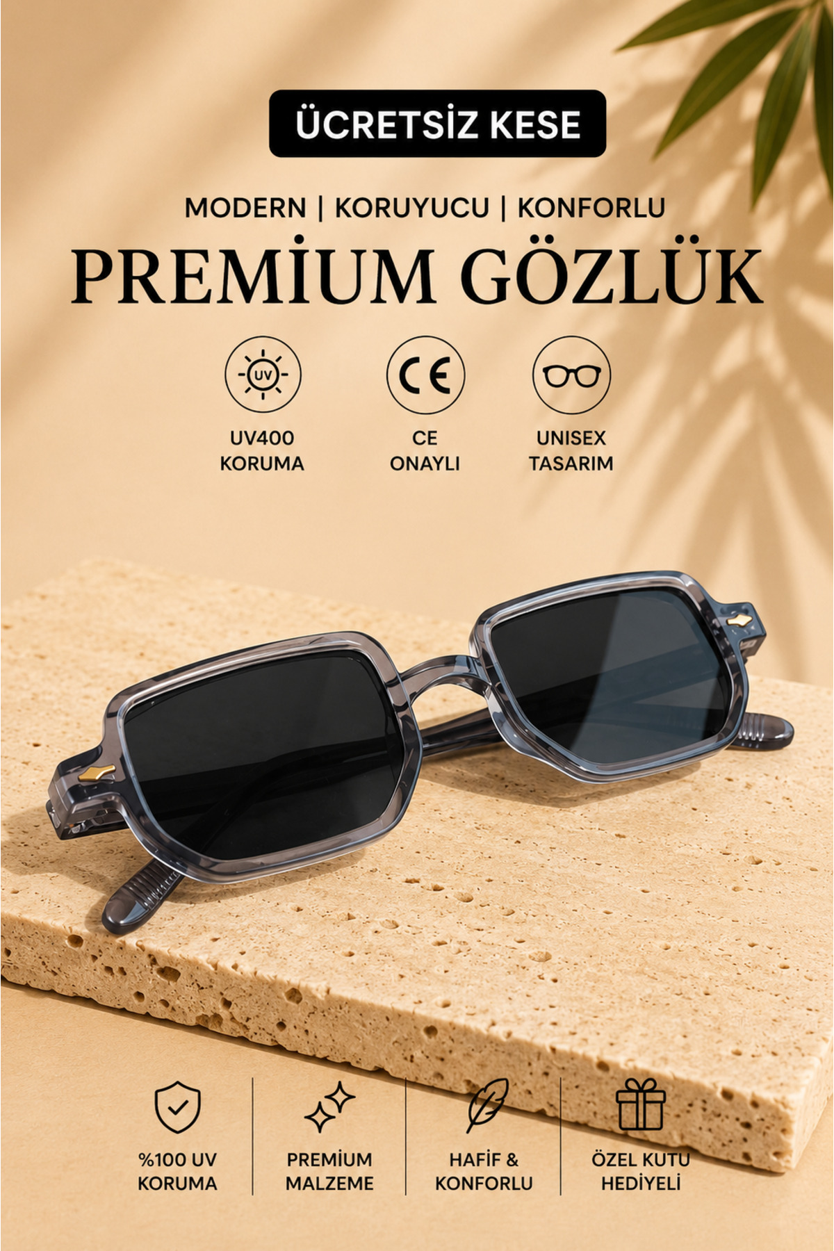 WATCHOFROYAL Royal Eyewear Re1022 Parlak Gri Güneş Gözlüğü