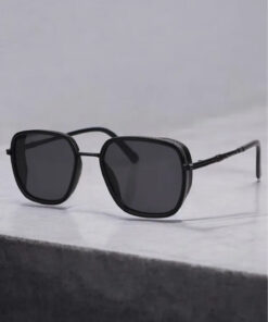 Chunky Frame Gaza Dikdörtgen Siyah Unisex Kare Güneş Gözlüğü