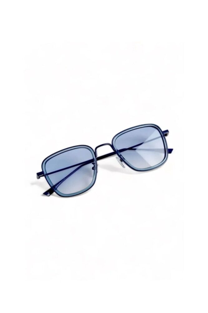 REN EYEWEAR MAVİ CAMLI METAL ÇERÇEVE KARE BÜYÜK BOY GÜNEŞ GÖZLÜĞÜ UNİSEX - Görsel 2