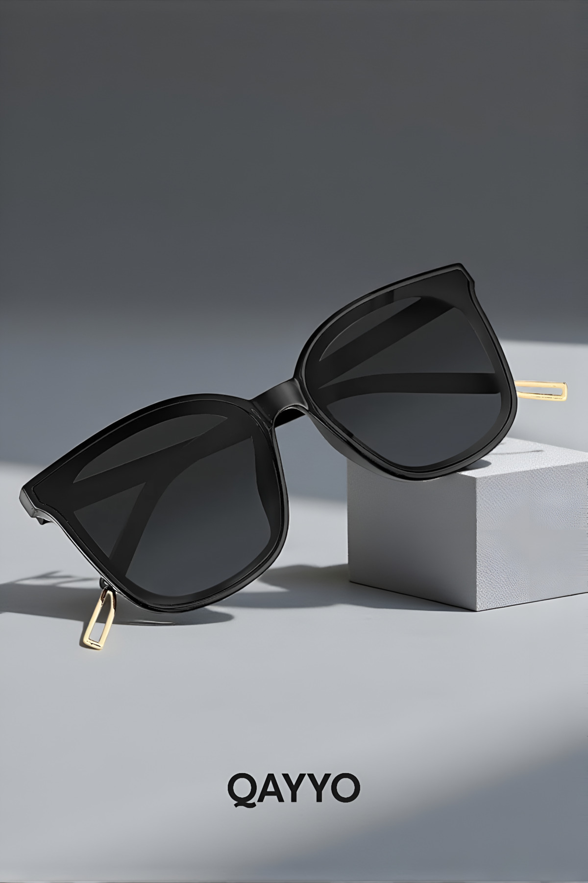 QAYYO Accessories Gentle Unisex Siyah Lüx Metal Aksamlı Güneş Gözlüğü