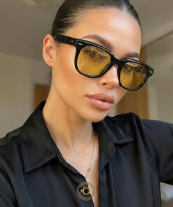 Eyesofia Mimosa Unısex Siyah Çerçeve Sarı Cam Güneş Gözlüğü