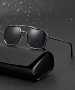Eyesofia Octagon Metal Unisex Gümüş Siyah Güneş Gözlüğü
