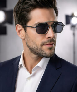 Eyesofia Octagon Metal Unisex Gümüş Siyah Güneş Gözlüğü - Görsel 3