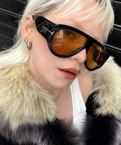 Chunky Frame Jaun Vintage Siyah Sarı Unisex Güneş Gözlüğü