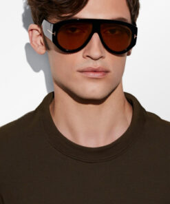 Alternative view of Chunky Frame Jaun Vintage Siyah Sarı Unisex Güneş Gözlüğü