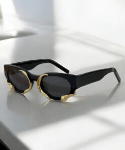 Chunky Frame Snake Unisex Siyah Gold Kara Çerçeve Uv400 Güneş Gözlüğü