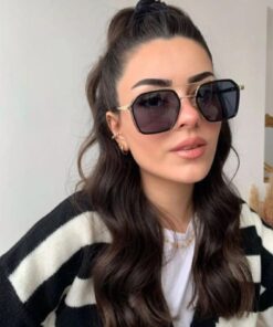 Chunky Frame Ecs Unisex Gold Siyah Unisex Kare Güneş Gözlüğü - Görsel 3