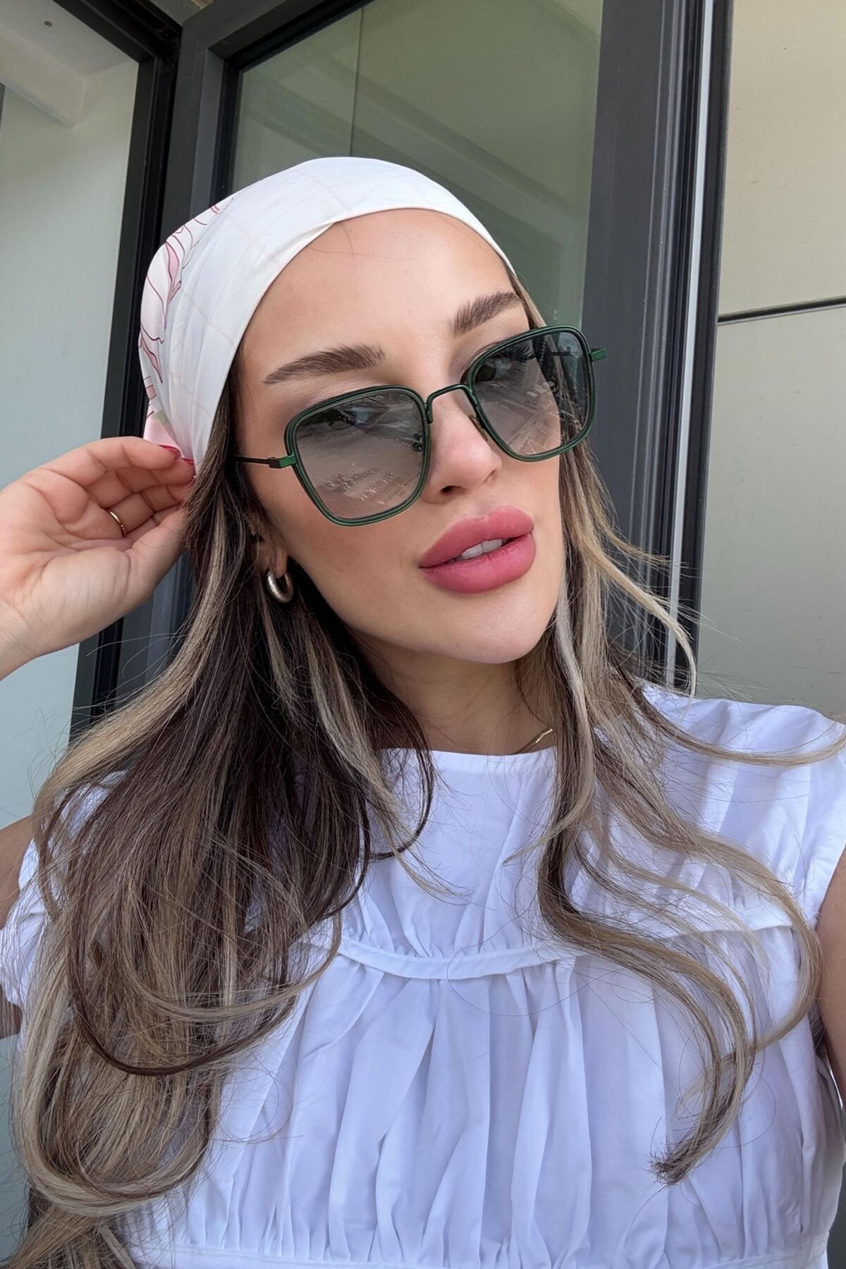 REN EYEWEAR Mavi Camlı Metal Çerçeve Kare Büyük Boy Güneş Gözlüğü Unisex