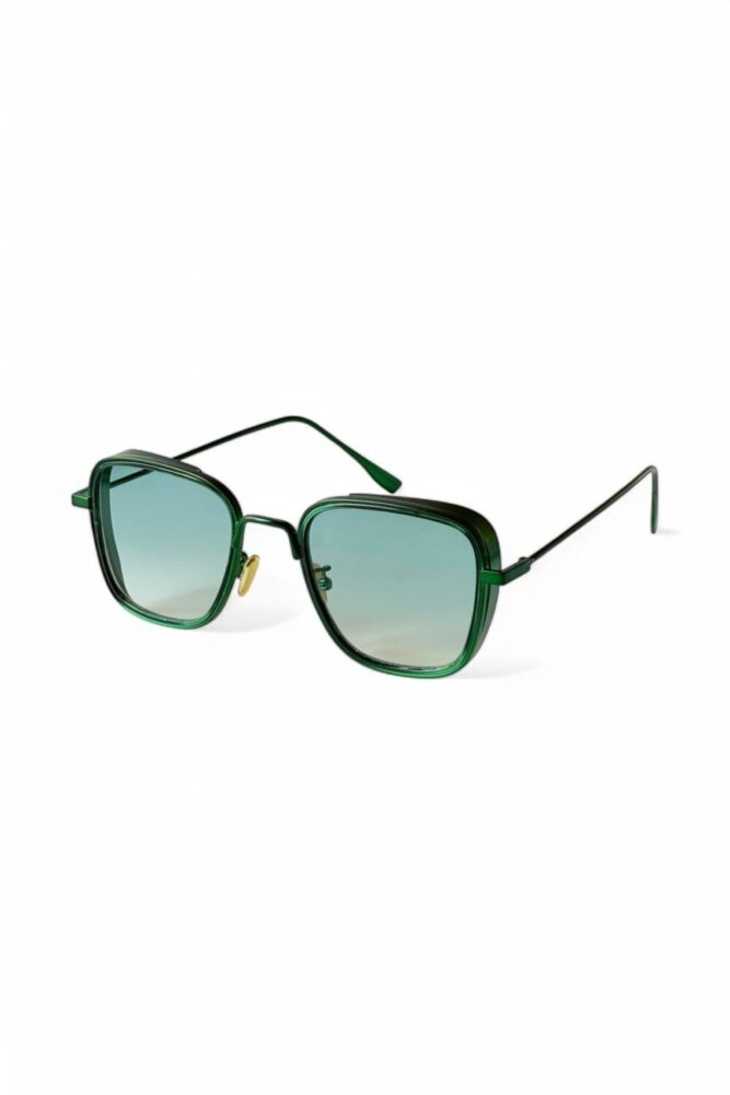 REN EYEWEAR Mavi Camlı Metal Çerçeve Kare Büyük Boy Güneş Gözlüğü Unisex - Görsel 3