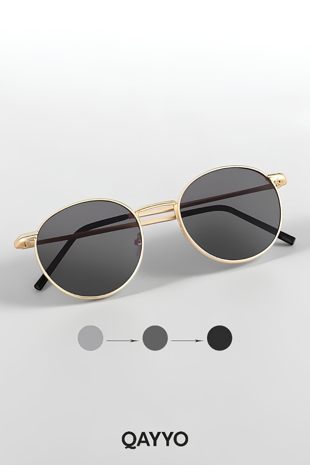 QAYYO Accessories Gody Gold Siyah Metal Oval Uv400 Unisex Güneş Gözlüğü