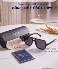 Alternative view of Lozzo Erkek UV400 Mat Siyah Aynalı Motorcu Güneş Gözlüğü 23035 C2 m