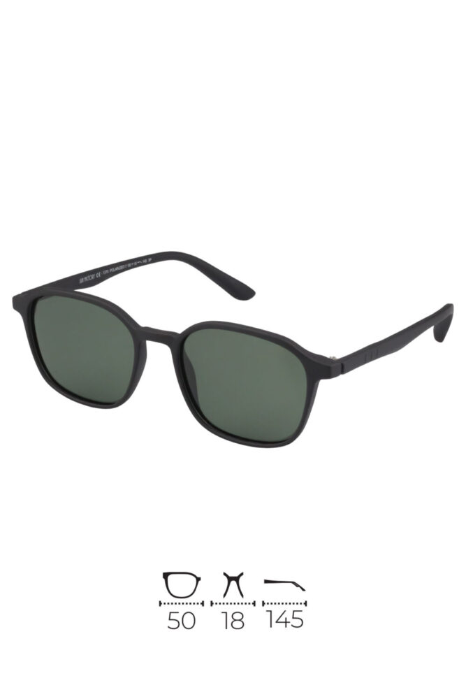 sun factory AERO - UV400 Korumalı Polarize Filtreli Kare Unisex Mat Siyah Renk Güneş Gözlüğü - Görsel 2