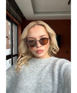 Angel Eyes Kahverengi Mat Cam Mat Leopar Desenli Kemik Çerçeve Unısex Güneş Gözlüğü