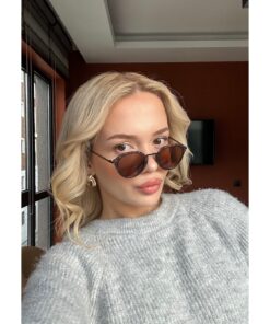 Angel Eyes Kahverengi Mat Cam Mat Leopar Desenli Kemik Çerçeve Unısex Güneş Gözlüğü - Görsel 3