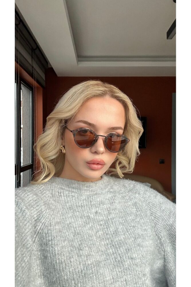 Angel Eyes Kahverengi Mat Cam Mat Leopar Desenli Kemik Çerçeve Unısex Güneş Gözlüğü - Görsel 2