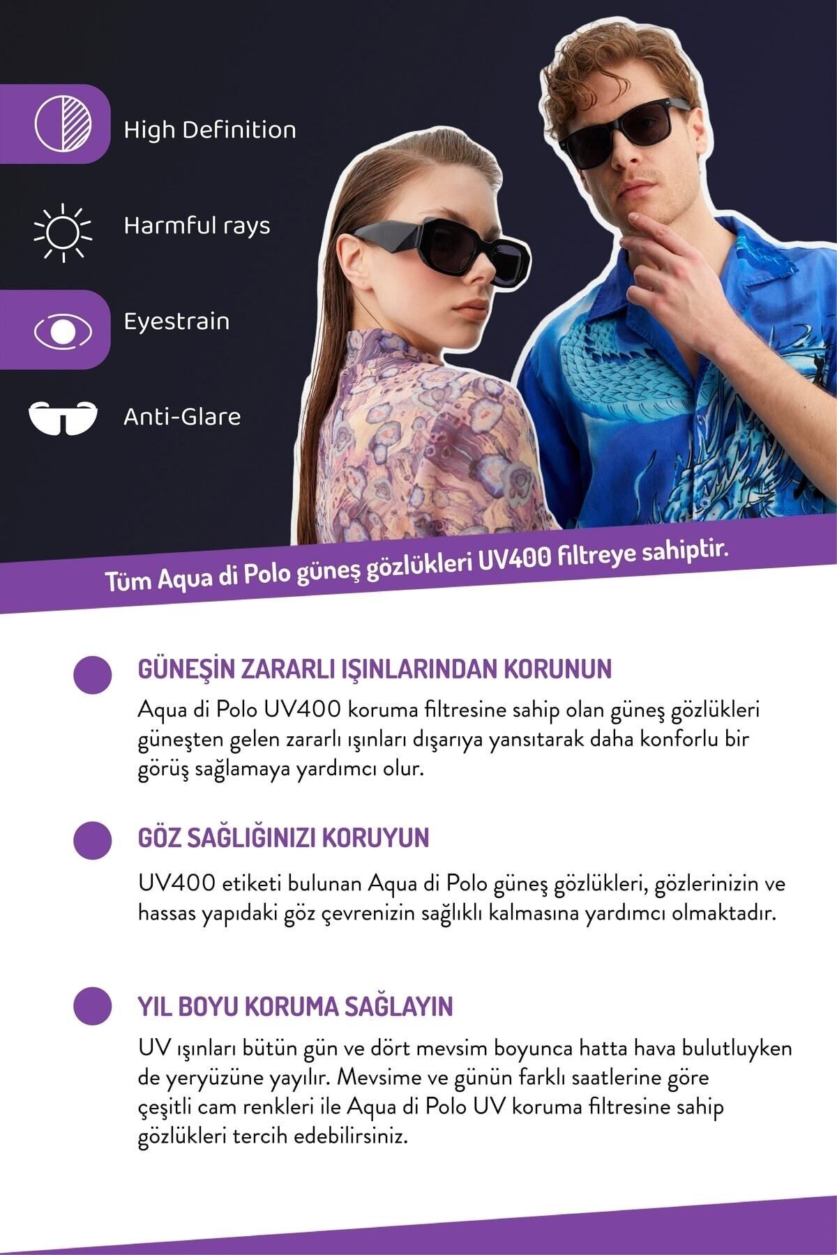 Aqua Di Polo 1987 Siyah Erkek Güneş Gözlüğü Apsn002001--55 Ekartman - Görsel 3