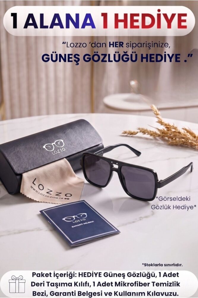Lozzo Erkek Polarize Dikdörtgen Kahverengi Motorcu Güneş Gözlüğü 23070 c3 p - Görsel 2