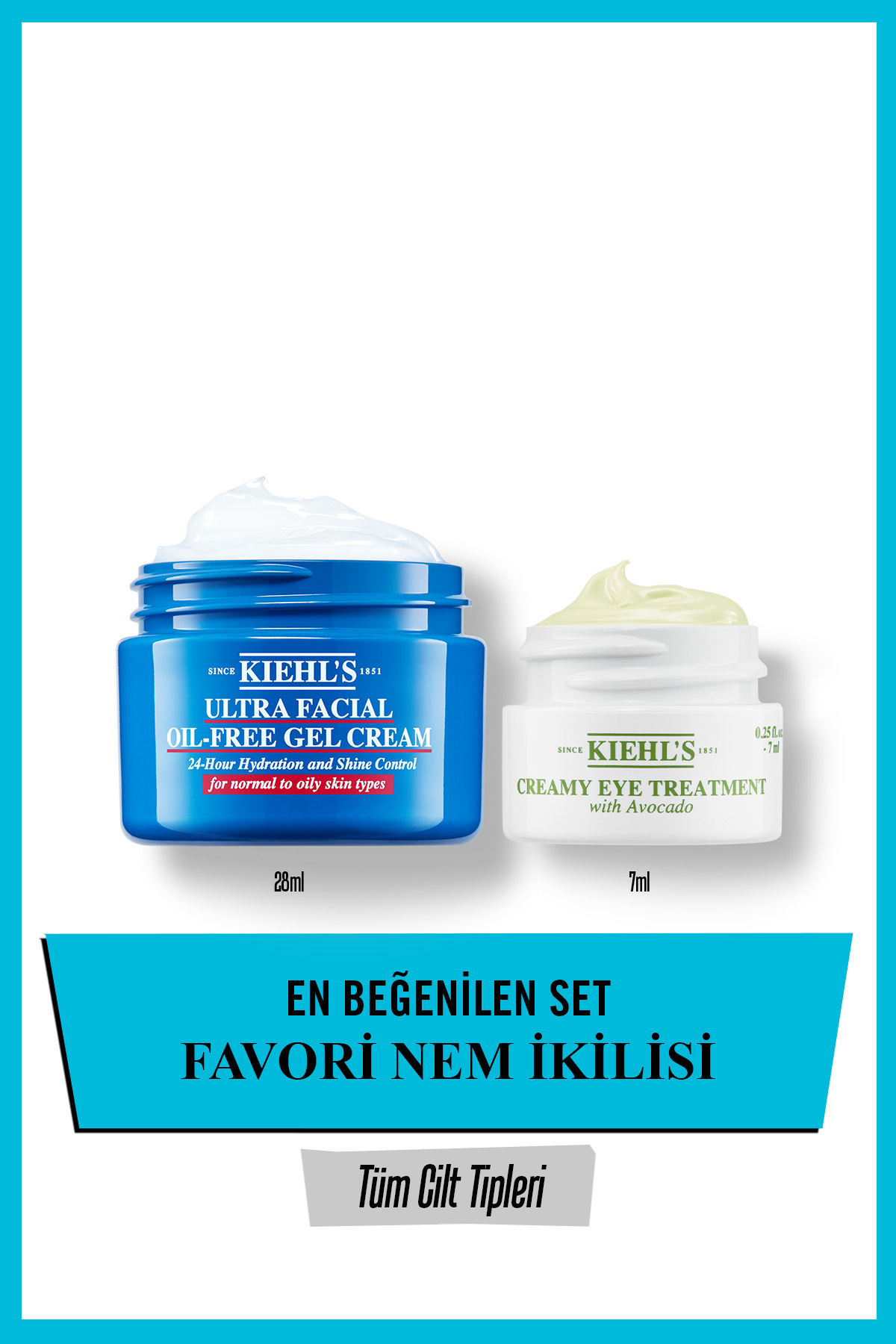 Kiehl's Ultra Facial Oil-Free Cream & Avokadolu Göz Kremi Nem İkilisi Seti