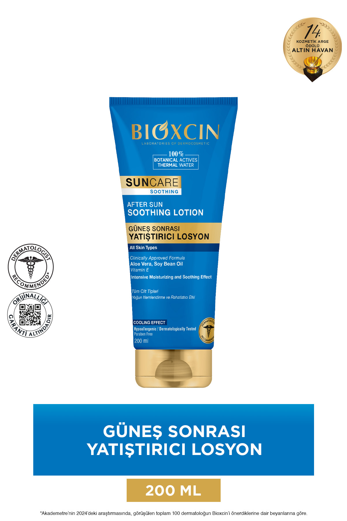 Bioxcin Sun Care Güneş Sonrası Yatıştırıcı Krem 200 Ml - Aloe Vera E Vitamini Pantenol Allantoin Termal Su