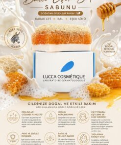 by gökhan ergün lucca cosmetique laboratoire derma Kabak Lifli Ballı Eşek Sütü Sabunu Doğal Peeling ve Cilt Bakım Sabunu 125 gr