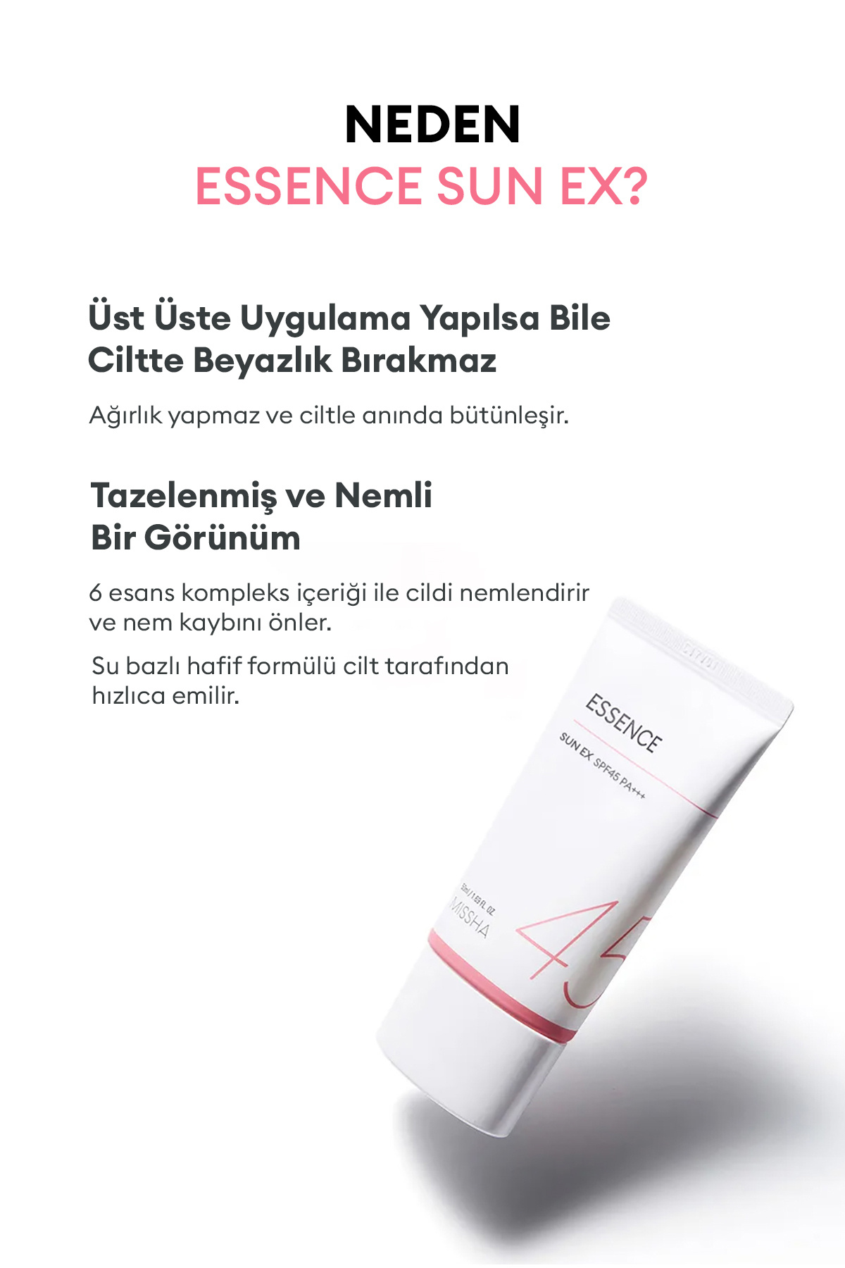 Missha Aydınlatıcı ve Nemlendirici Güneş Kremi All Around Safe Block Essence Sun EX SPF 45 PA+++ - Görsel 3