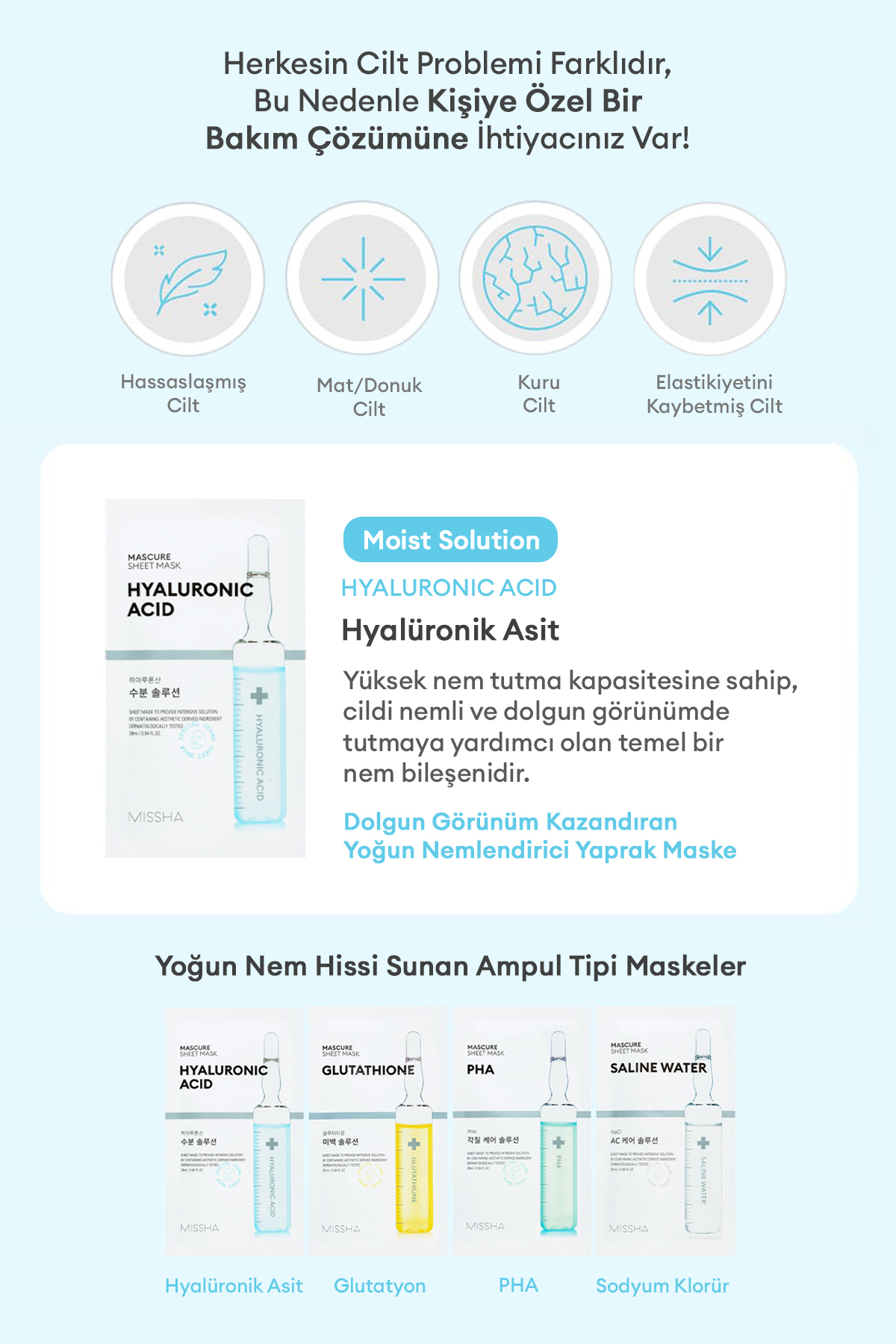 Missha Hyalüronik Asit İçerikli Nemlendirici Maske Mascure Hydra Solution Sheet Mask Hyaluronic Acid - Görsel 2
