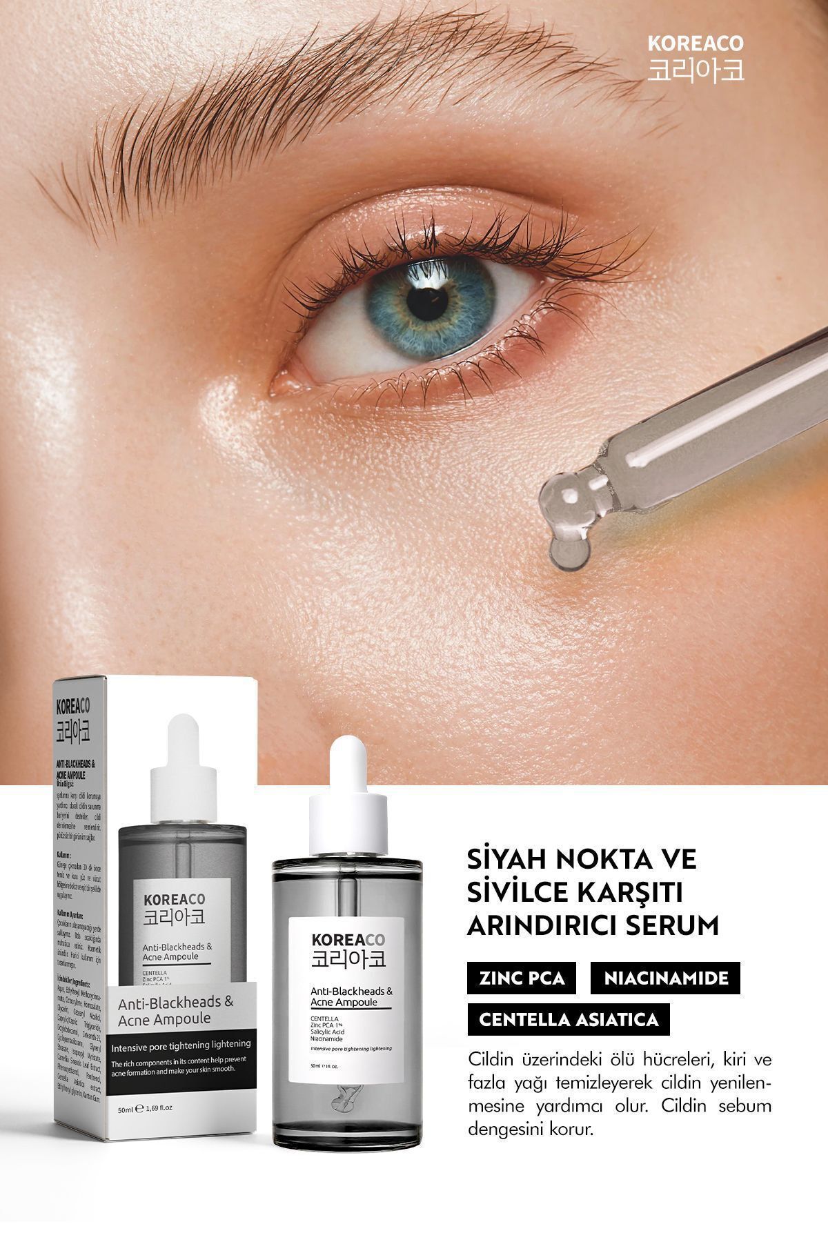 KOREACO Anti-Blackheads Acne Ampoule Siyah Nokta ve Akne Ampulü - Görsel 3