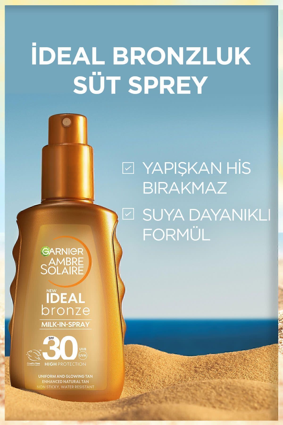 Garnier Ambre Solaire İdeal Bronzluk Güneş Koruyucu Sprey SPF30 150ML, Suya Dayanıklı, Yağlı His Bırakmaz - Görsel 3