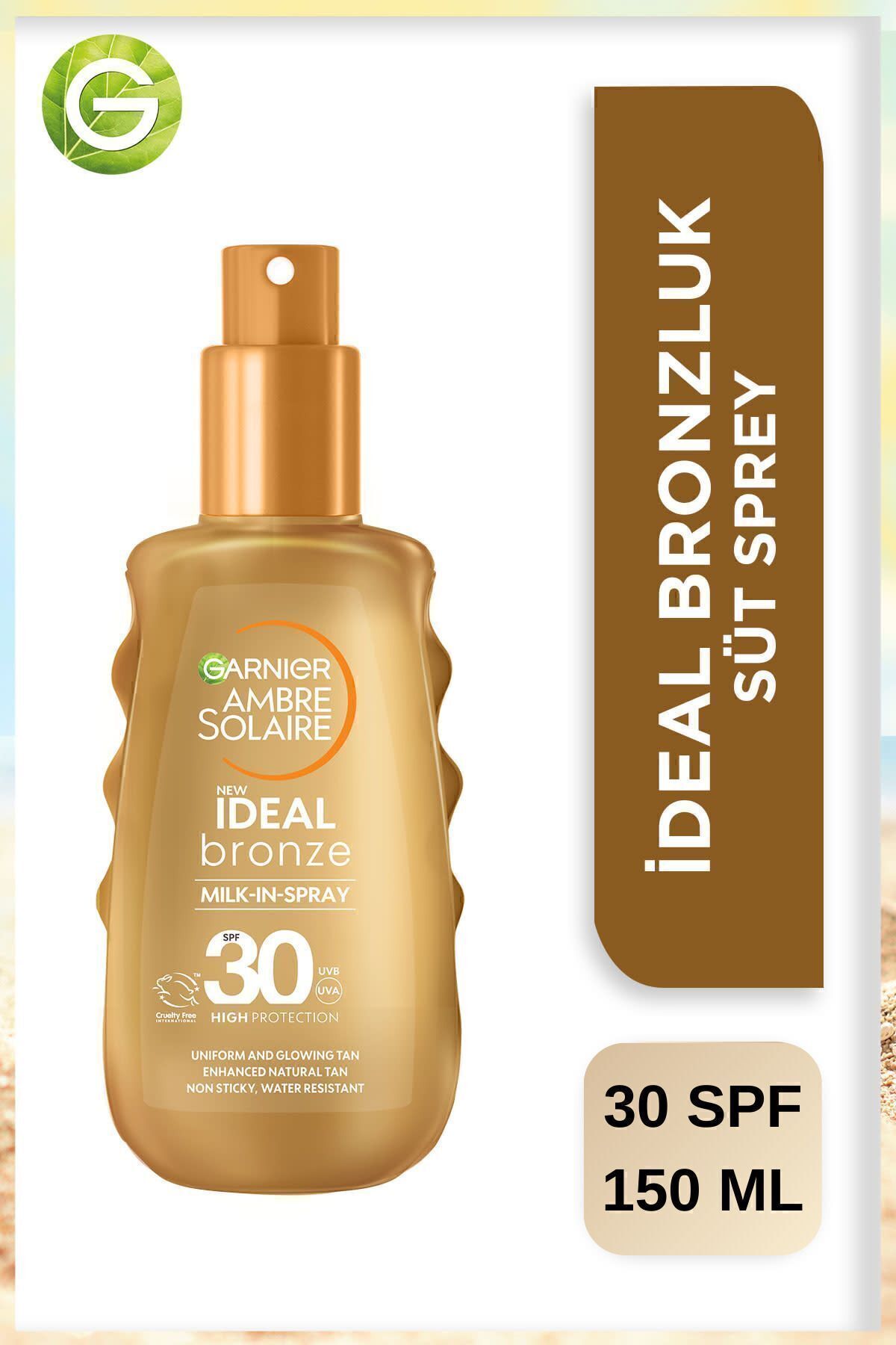 Garnier Ambre Solaire İdeal Bronzluk Güneş Koruyucu Sprey SPF30 150ML, Suya Dayanıklı, Yağlı His Bırakmaz