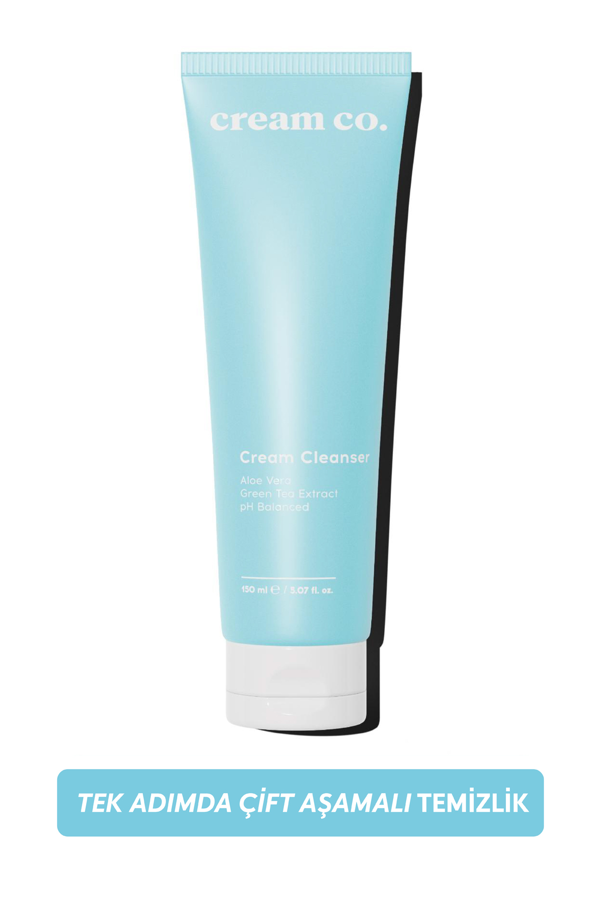 Cream Co. pH dengeli Krem Yüz Makyaj Temizleyici | Çift Aşamalı | Yeşil Çay Özü Aloe Vera | Tüm Cilt Tipleri