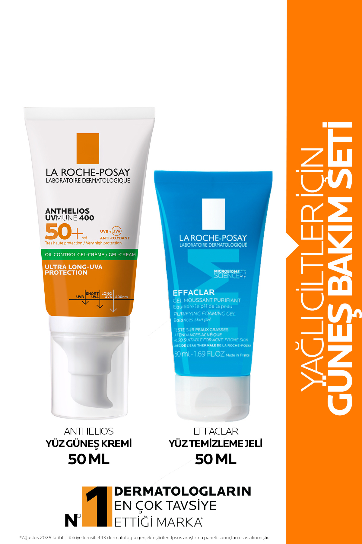 La Roche Posay Sivilceye Eğilimli Ciltler İçin Cilt Bakım Seti: Yüz Temizleme Jeli &Anthelios SPF50+ Güneş Kremi