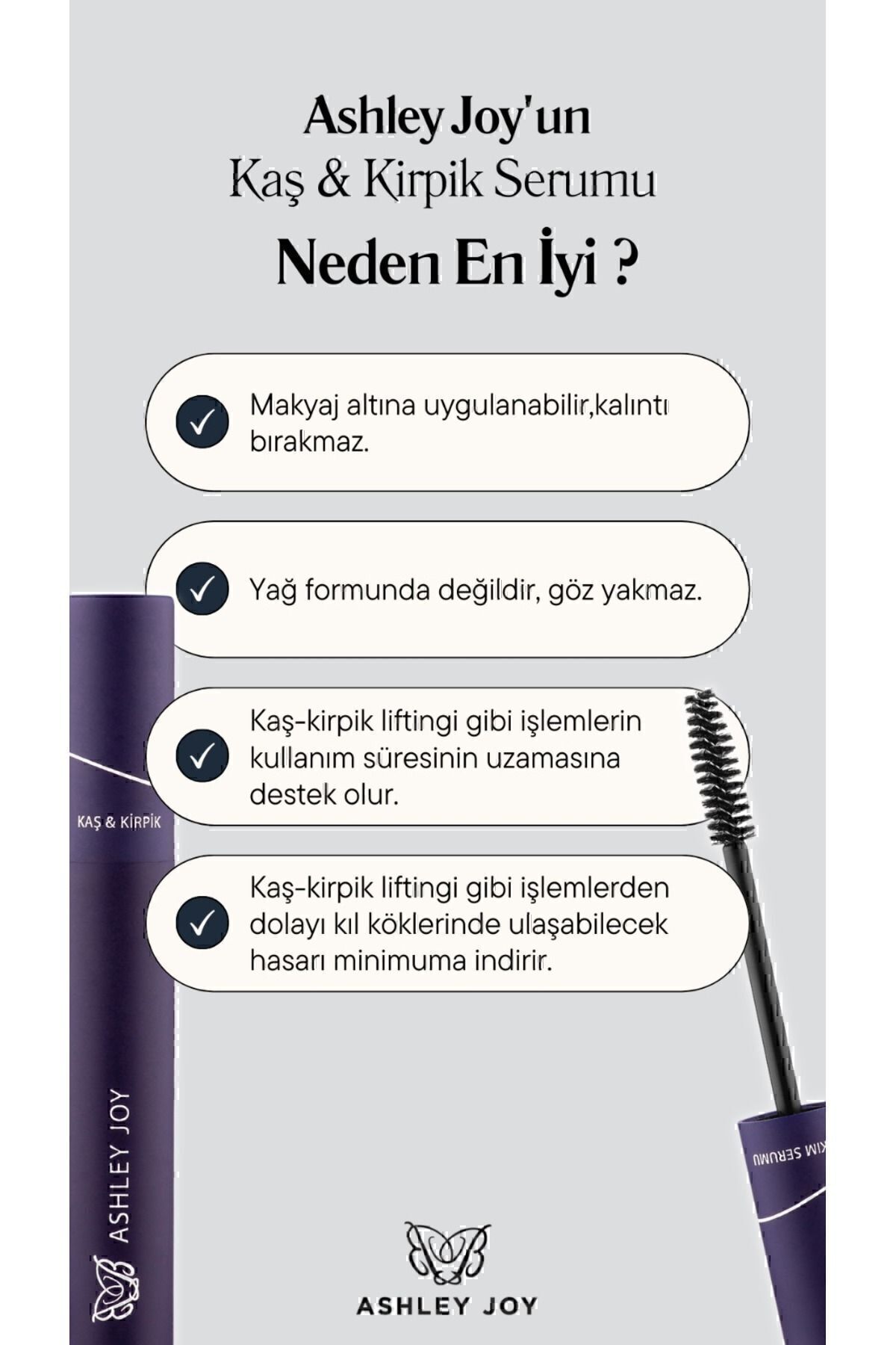 Ashley Joy Keratin Ve Biotin Içeren Besleyici Uzatıcı Doğal Bakım Kaş Kirpik Serumu 6 ml - Görsel 3