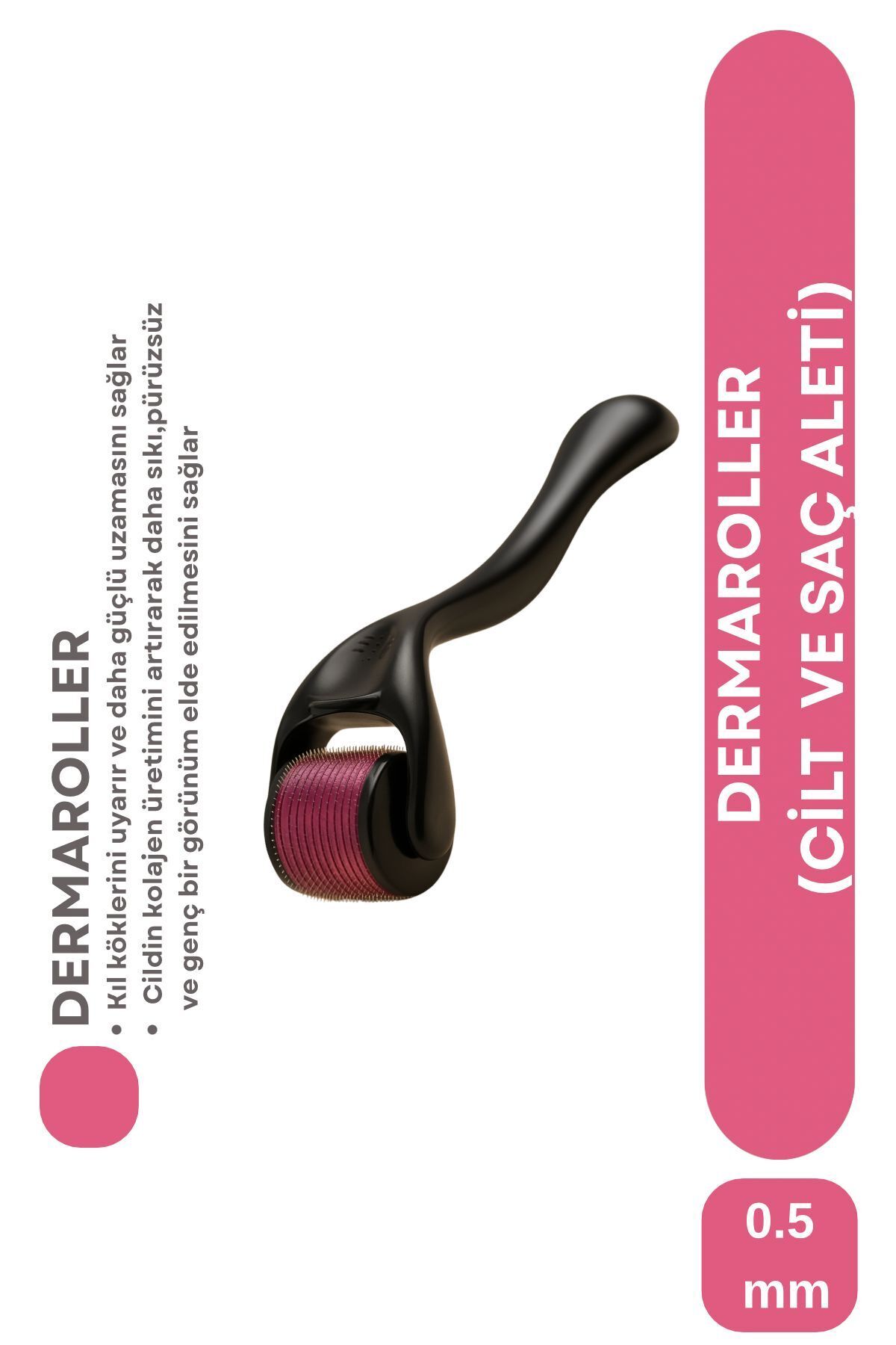 Genel Markalar 1 Adet Titanyum Uçlu 540 Iğneli Derma Roller 0.5 Mm Iğne M 0009 Saç Kaş Serum Kullanımına Uygun