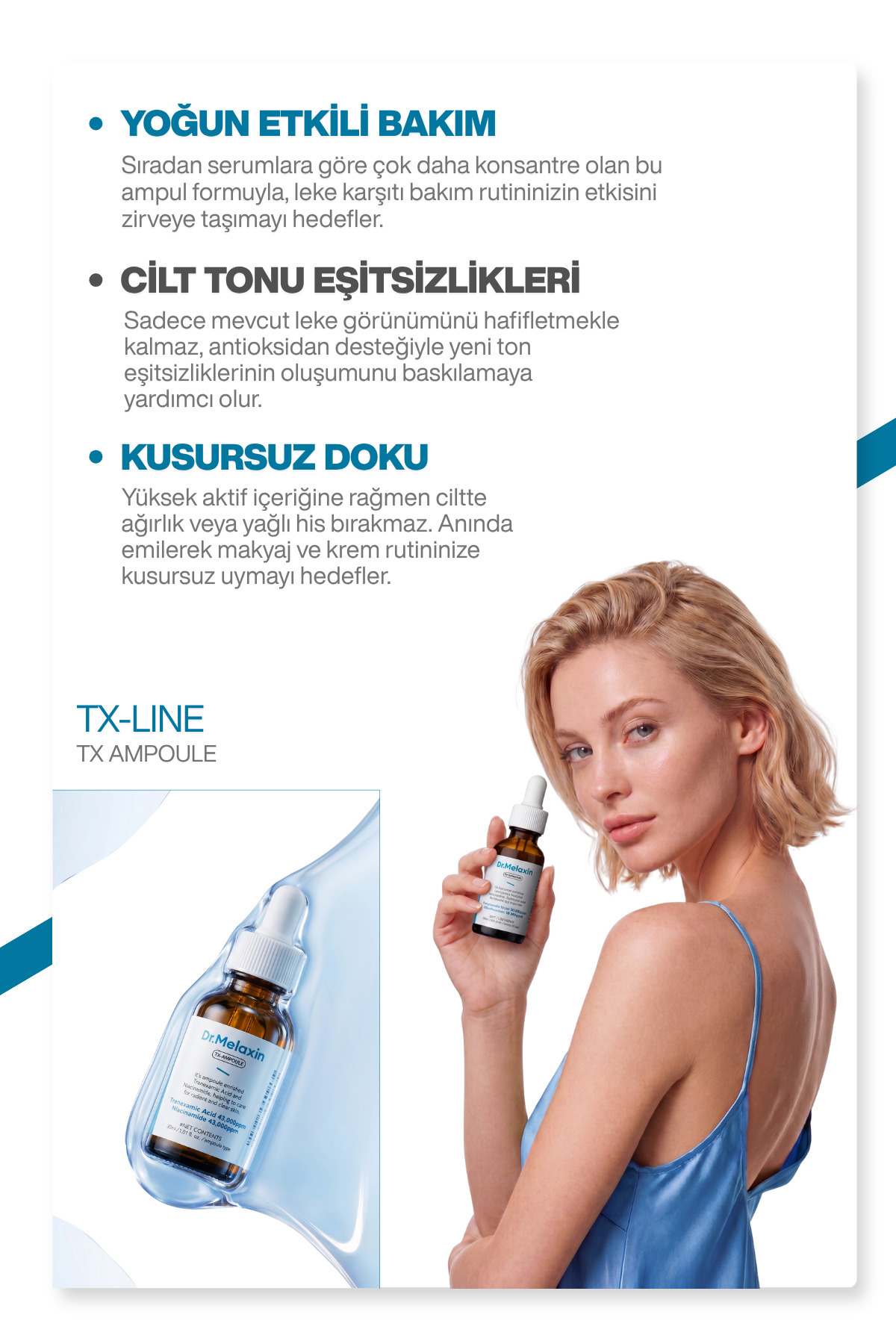 Dr.Melaxin Koyu Leke Karşıtı Aydınlatıcı Ampül – Traneksamik Asit Glutatyon Niasinamid Içerikli Tx-Ampül 30ml - Görsel 3